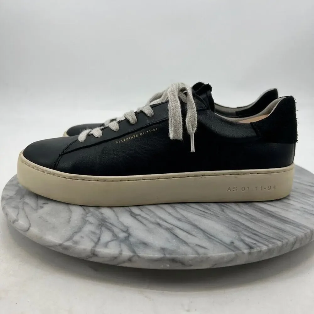 Allsaints Womens 10 Sneaker Black Leather Low Top Shana Trainer *Missing Insoles